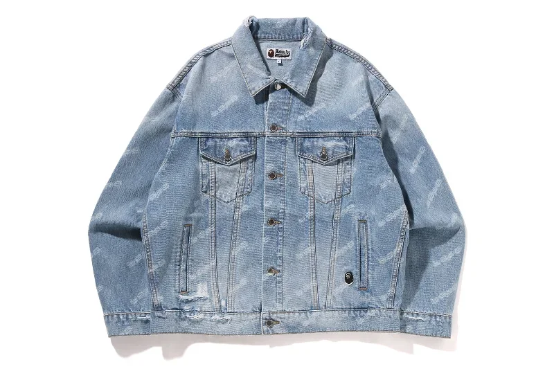 BAPE HEXAGRAM LASER DESTROY DENIM JACKET