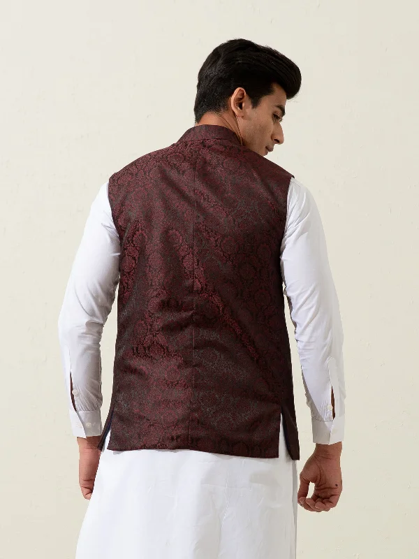 burgundy-black-floral-patterned-waistcoat