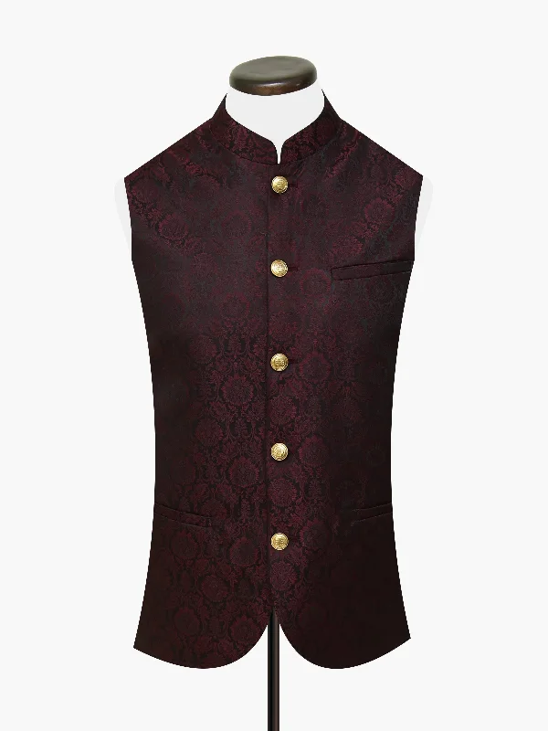 burgundy-black-floral-patterned-waistcoat