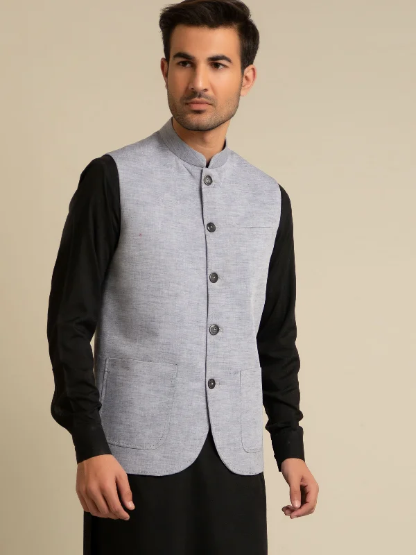 Grey Chambray Linen Waistcoat