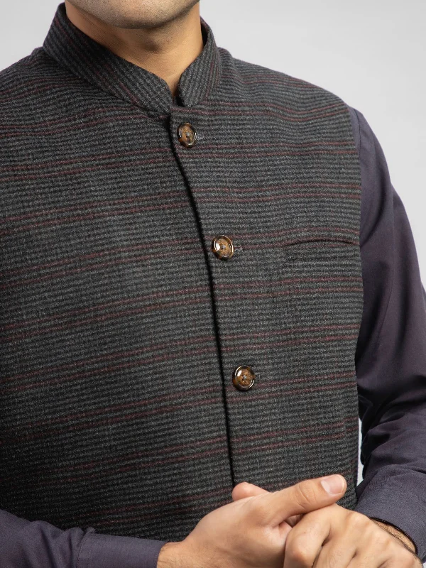 grey-maroon-checkered-wool-blended-waistcoat