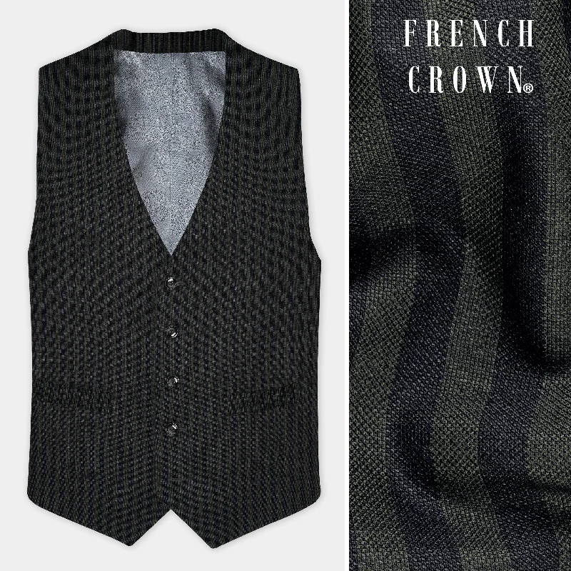 Heavy Green with Black Striped Wool Blend Waistcoat