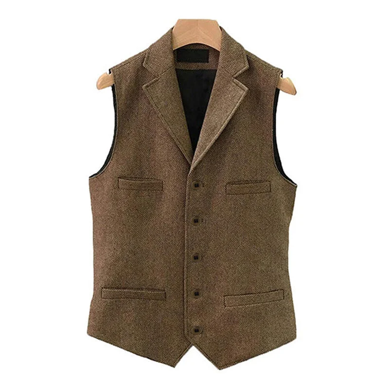 Men's Vintage Classic Lapel Single Breasted Suit Vest 15824060M