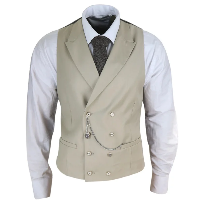 Men's Double Breasted Waistcoat 1920s Blinders Pocket Chain