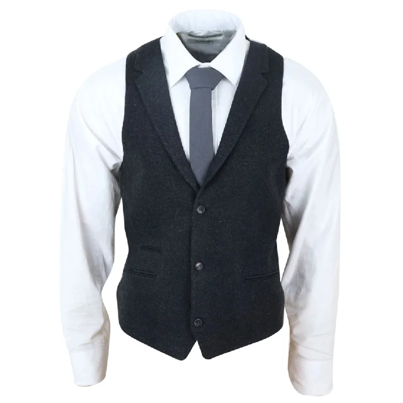 Men's Double Breasted Waistcoat Herringbone Tweed Blinders 1920s Check