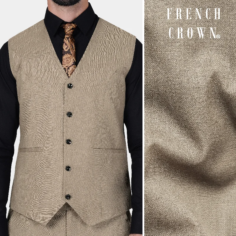 Oyster Brown Luxurious Linen Waistcoat