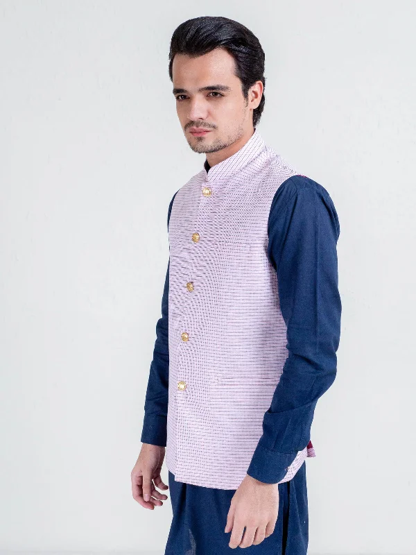 Pink & Black Dobby Structured Waistcoat