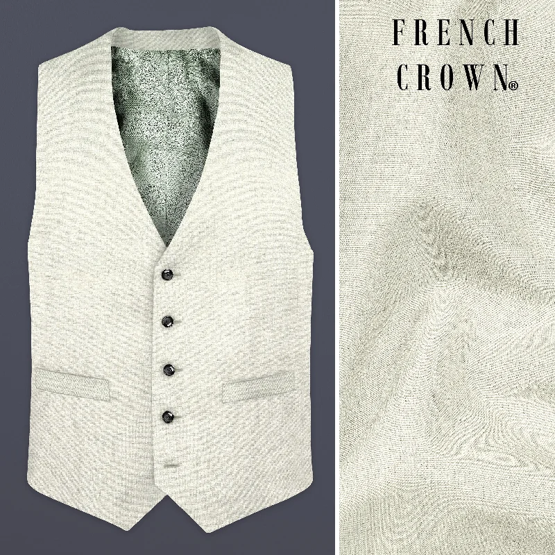 Spanish Gray Textured Wool Blend Waistcoat