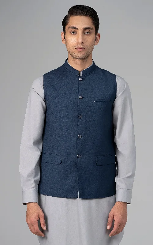 TROPICAL WAISTCOAT -SIGNATURE COLLECTION DENIM BLUE