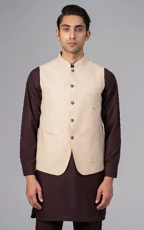 LOGO EMBROIDERED WAISTCOAT- CLASSIC COLLECTION BEIGE