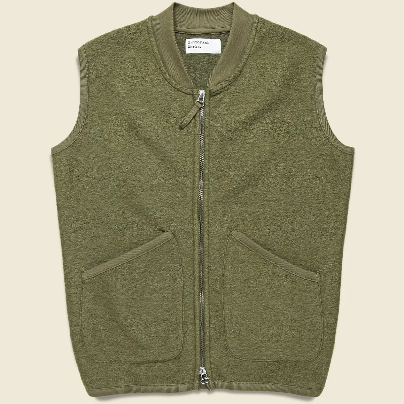 Wool Fleece Zip Waistcoat - Lovat