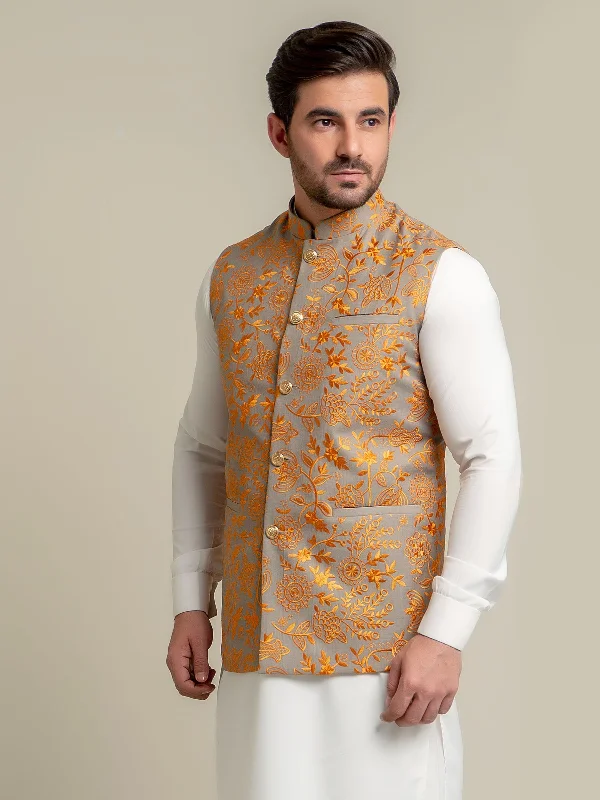 Yellow Embroidered Sartoria Waistcoat