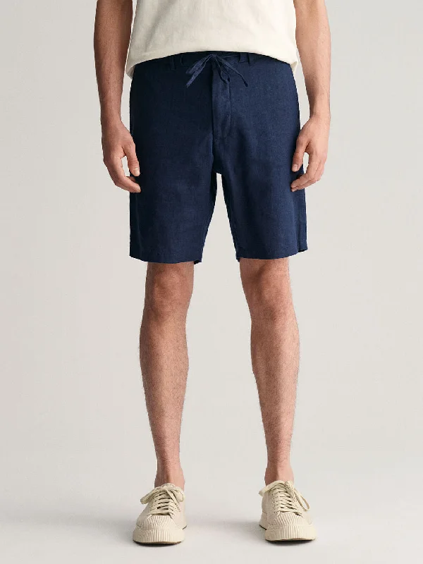 RELAXED FIT LINEN SHORTS Marine