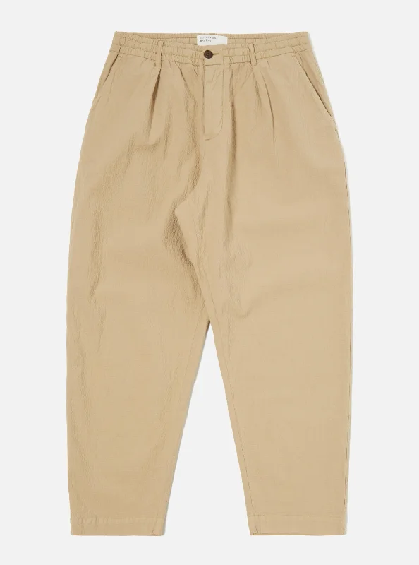 Universal Works Pleated Track Pant in Summer Oak Seersucker II