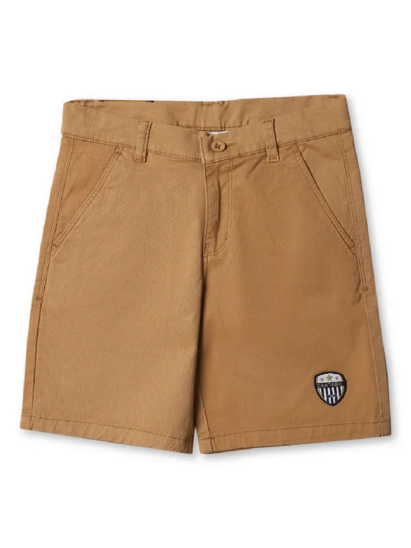 Cantabil Boy's Cotton Beige Blue Shorts