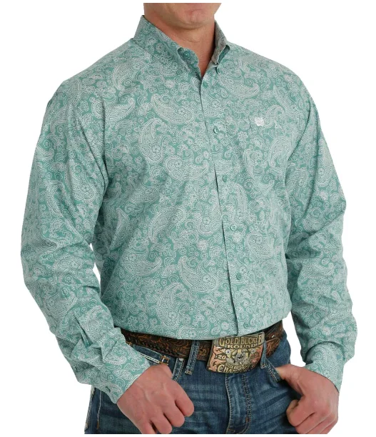 Cinch Men's Paisley Print Button Down Long Sleeve Shirt