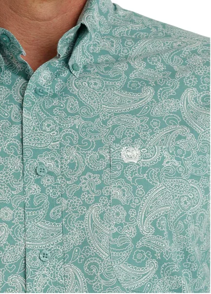 Cinch Men's Paisley Print Button Down Long Sleeve Shirt