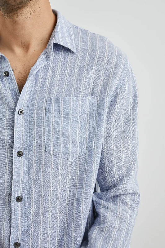 CONNOR SHIRT - DENIM WHITE PINSTRIPE