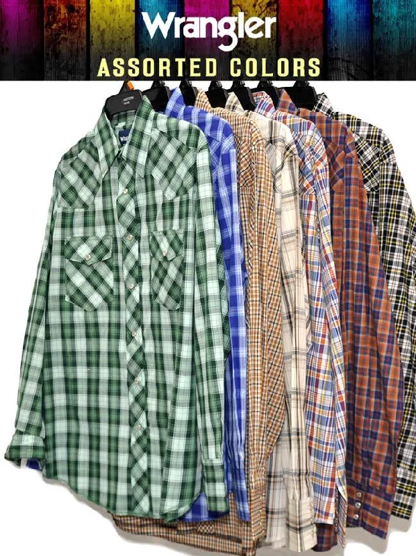 Wrangler Assorted  Western Long Sleeve Plaid Shirt