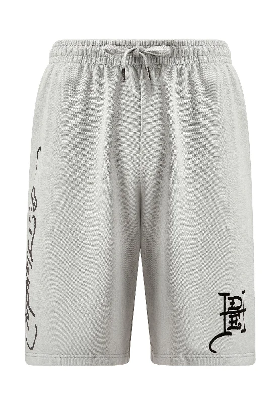 Mens Fireball Dragon Sweat Shorts - Washed Grey