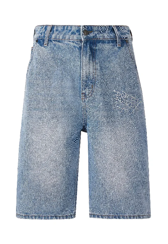 Mens Nyc Skull Denim Jorts Shorts - Bleach