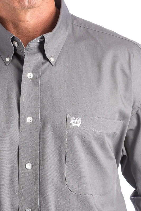 Cinch Men's Solid Grey Button Down Western Shirt