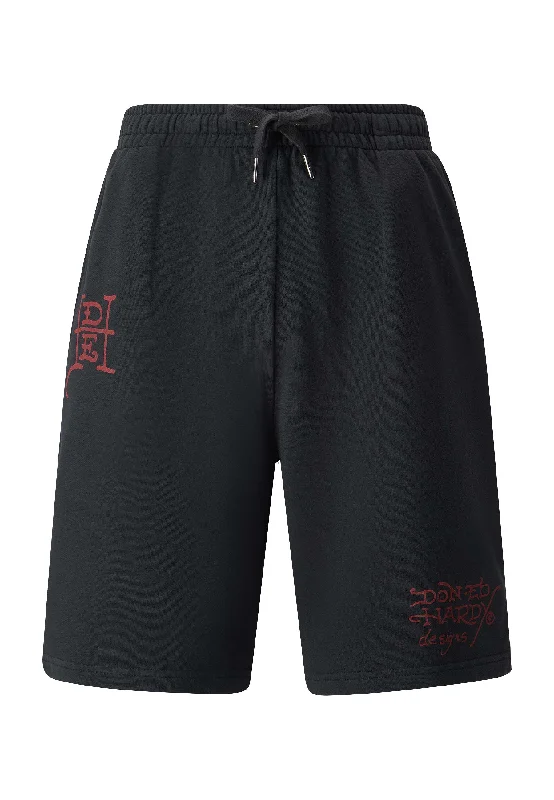 Mens True Till Death Sweat Shorts - Washed Black