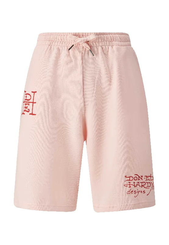 Mens True Till Death Sweat Shorts - Washed Pink