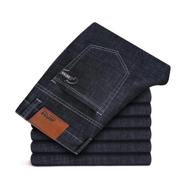 Spring Autumn Men's Business Jeans Brand Heavyweight Denim