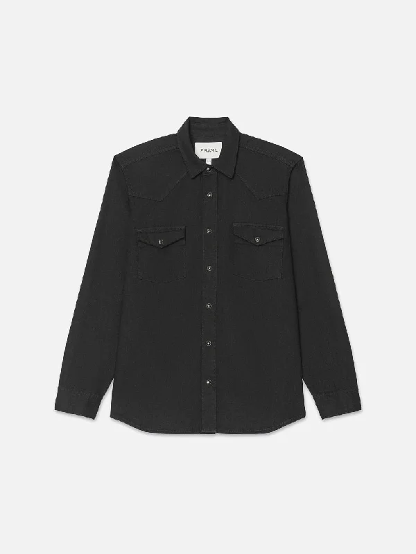 Western Denim Shirt -- Black