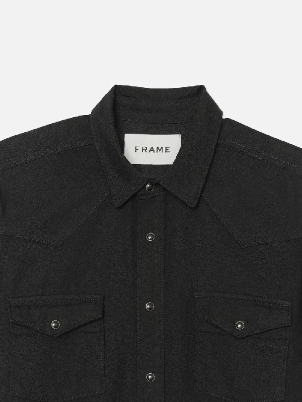 Western Denim Shirt -- Black