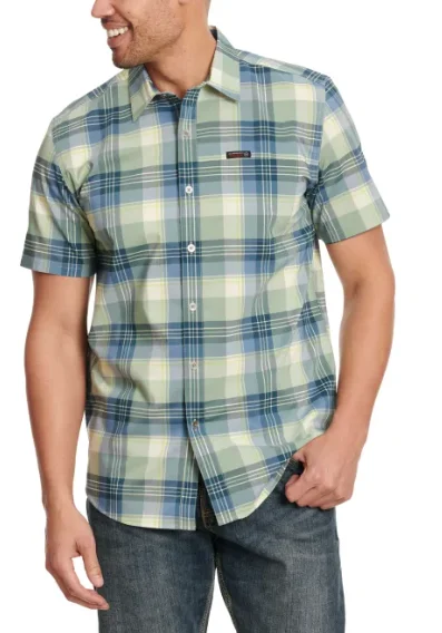 Wrangler ATG Woven Plaid Button Up