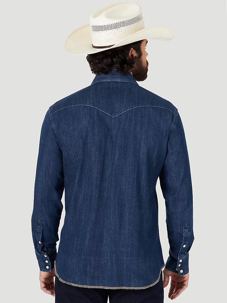 Wrangler Cowboy Cut Dark Denim Western Snap