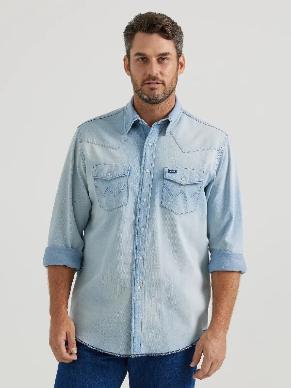 Wrangler Denim Pearl Snap Western Shirt