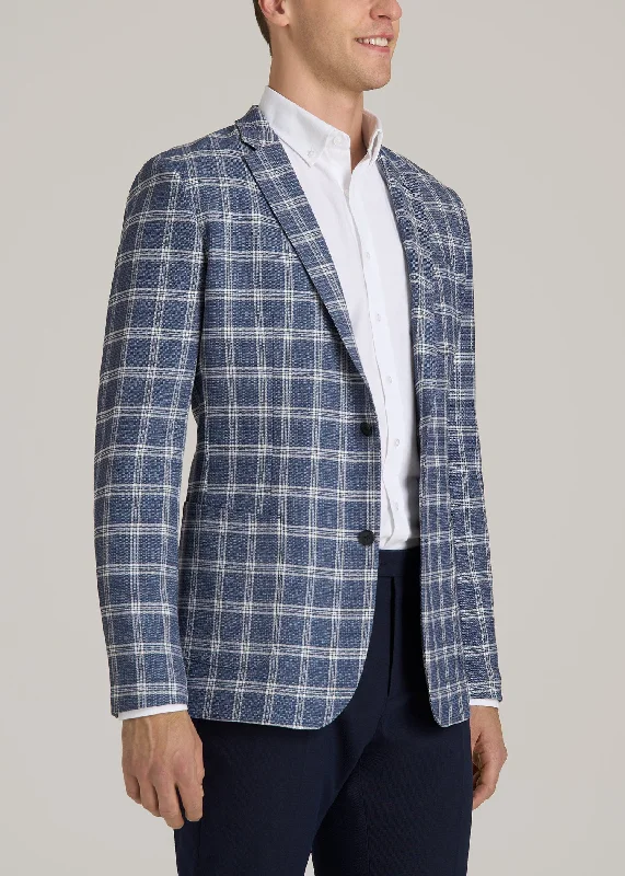 Men's Tall Blazer in Navy Check