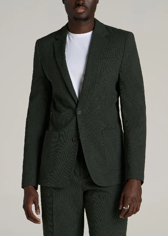 Garment Washed Stretch Chino Tall Blazer in Dark Olive Green