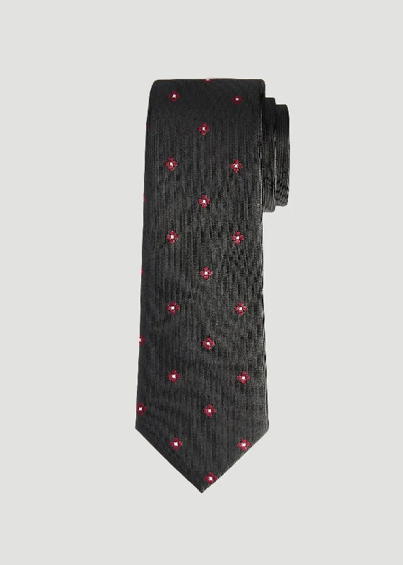 Dress Ties for Tall Men in Burgundy Floral Dobby