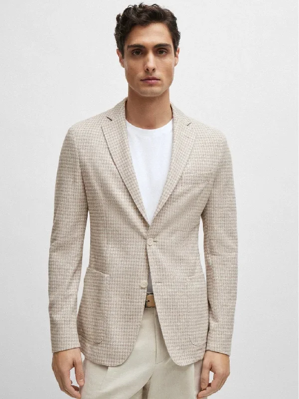 SLIM-FIT JACKET IN PATTERNED JERSEY Beige