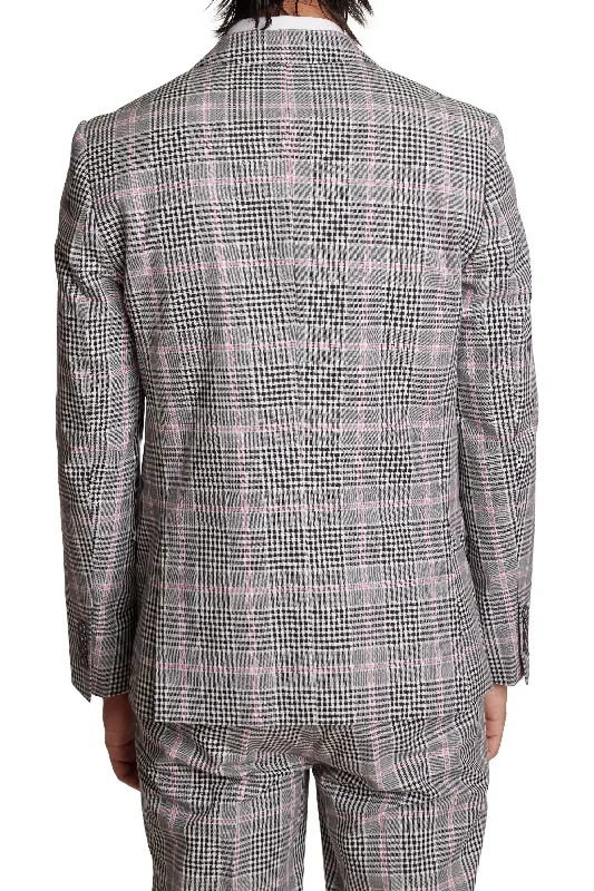 Blk Wht Pink Glen Plaid