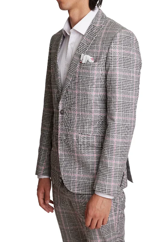 Blk Wht Pink Glen Plaid