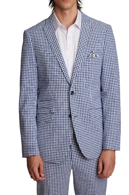 Ashton Peak Jacket - slim - Navy Wht Seersucker Gingham