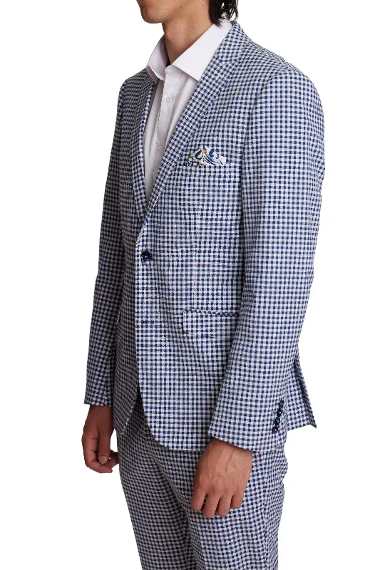 Navy Wht Seersucker Gingham