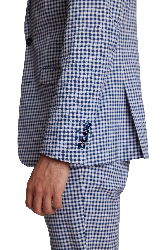 Navy Wht Seersucker Gingham