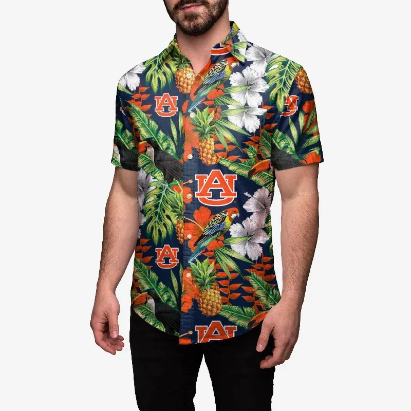 Auburn Tigers Floral Button Up Shirt