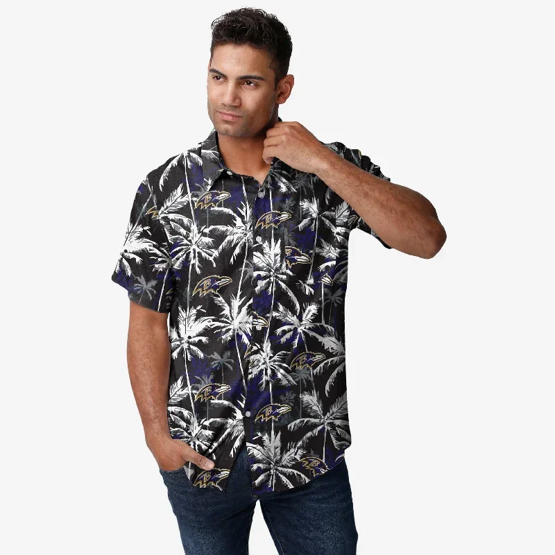 Baltimore Ravens Black Floral Button Up Shirt