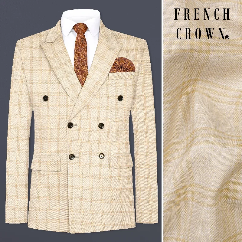 Bizarre Cream Windowpane Double Breasted Blazer