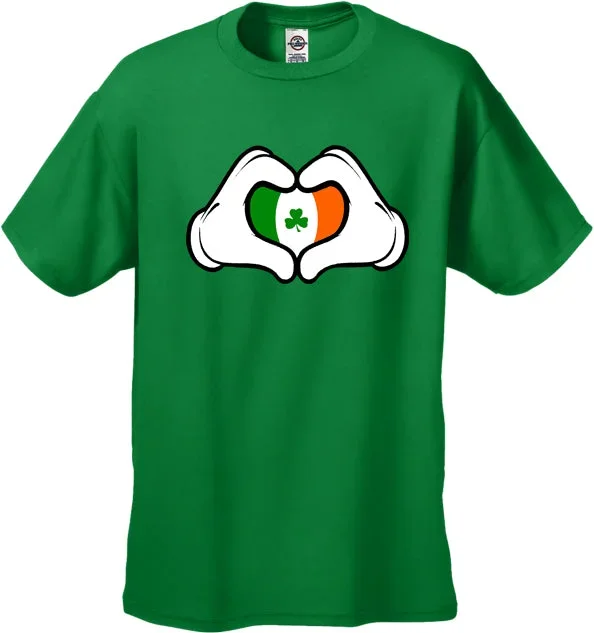 Cartoon Heart Hands Irish Flag Men's T-Shirt