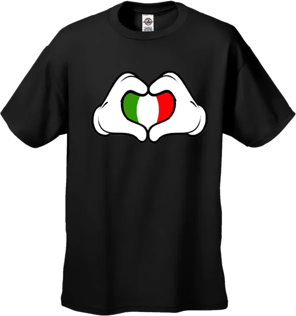 Cartoon Heart Hands Italian Flag Men's T-Shirt