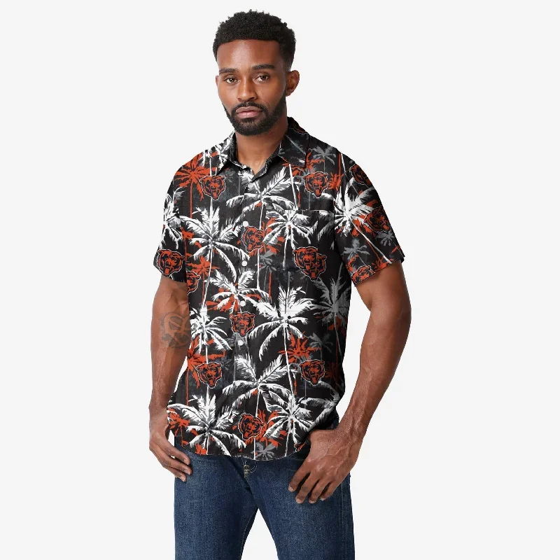 Chicago Bears Black Floral Button Up Shirt