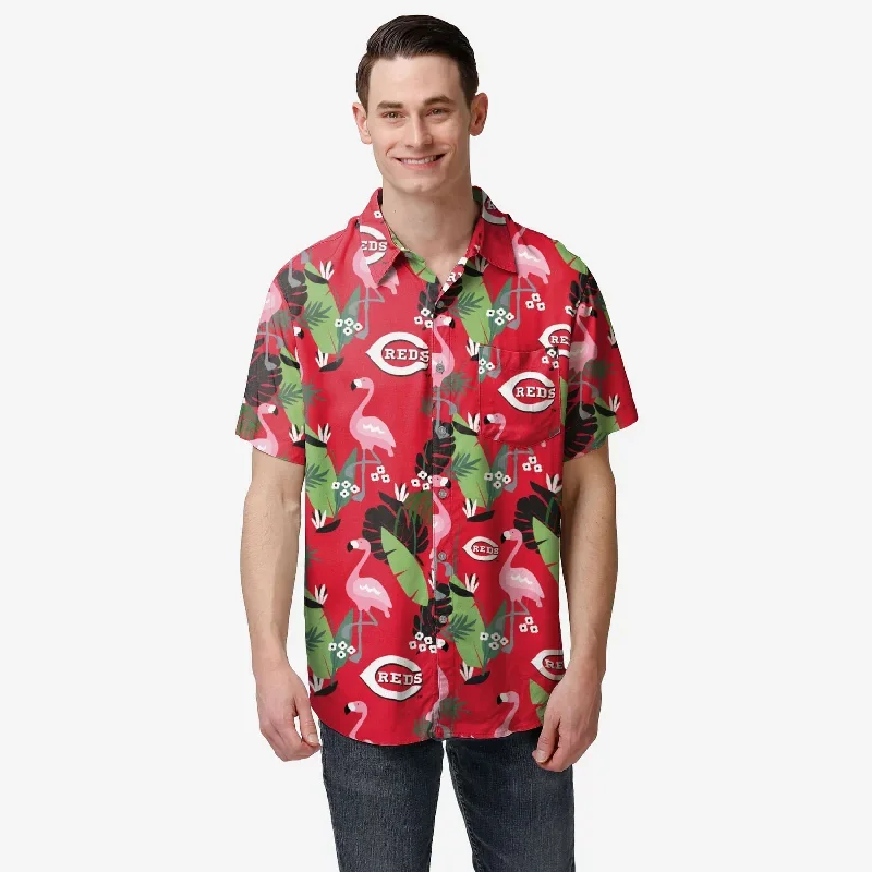 Cincinnati Reds Floral Button Up Shirt